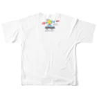 月兎耳庵 つきとじあん　矢光いるるの忙しいねこたち　昭和のデカ　タテ All-Over Print T-Shirt :back