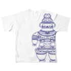 神話の旅人の遮光器土偶　紺 （前姿と後姿）  All-Over Print T-Shirt :back