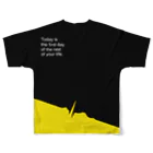 mosh&chipsのToday is the first day of the rest of your life.[yellow] All-Over Print T-Shirt :back