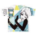 MicaPix/SUZURI店のCoffee&Girls "No.W"（バックプリント） フルグラフィックTシャツの背面
