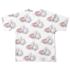 白石拓也の雪見うさぎがいっぱい！ All-Over Print T-Shirt :back