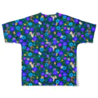 ルルエチュードのわいわいブーケ（ブルー） All-Over Print T-Shirt :back