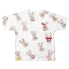 HIRAのご機嫌なうさぎ🐰　12匹ver All-Over Print T-Shirt :back