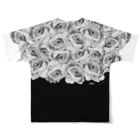 Plan SucreのBLOOMS_Rose packed フルグラフィックTシャツの背面