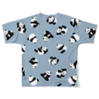 chippokeのころころパンダいっぱい（ブルー） All-Over Print T-Shirt :back