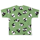 chippokeのころころパンダいっぱい（グリーン） All-Over Print T-Shirt :back