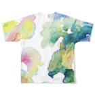 Channu's shopのColorful Watercolor All-Over Print T-Shirt :back