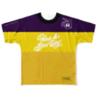 HAVE A BIKE DAY. ＠ SUZURIのHABDmoto(purple/yellow) All-Over Print T-Shirt