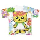 にゃんぴーのお花のうるにゃん（ぜんしん） All-Over Print T-Shirt