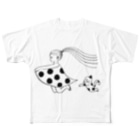 小川かなこ SUZURI SHOPのねことピョン All-Over Print T-Shirt