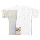 ねこぜや の猫のミッシェル じーっとみてます フルグラフィックTシャツ