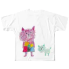 ねこぜや のグシャグシャとモジャモジャ フルグラフィックTシャツ