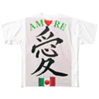 🍀森葉子グッズ🍀の🇮🇹Amore／🇯🇵愛 フルグラフィックTシャツ