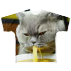 変なAIばっかのＴシャツ屋さんのラーメン食べて呑む猫 フルグラフィックTシャツ