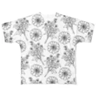 lg_hの花柄（モノトーン） フルグラフィックTシャツ