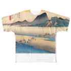 寿めでたや(ukiyoe)の広重_東海道五拾三次・金谷 大井川遠岸 All-Over Print T-Shirt