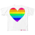 フトンナメクジのRainbow Heart - レインボウハート フルグラフィックTシャツ