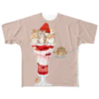 元祖ふとねこ堂の苺とこねこのパフェ　ひとくち All-Over Print T-Shirt