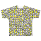 ブラックマンバのコーギープロジェクト/総柄/イエロー フルグラフィックTシャツ
