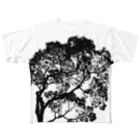 Sats/fotografiaのtree/black フルグラフィックTシャツ