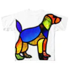 VERITIST (ヴェリティストSUZURI店)のステンドグラス風の犬 All-Over Print T-Shirt