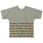 みのじの日本の亀ボーダー All-Over Print T-Shirt