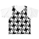 ゴータ・ワイの千鳥格子　レイヤード　大柄(前後２面プリント) フルグラフィックTシャツ