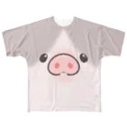 しらたまちゃんSHOPu〜🐽のお顔とおしり しらたまちゃんドアップ All-Over Print T-Shirt