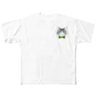はねまる ショップのCharlie the  Cat(緑リボン) All-Over Print T-Shirt