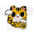 開運キャラ祭りの招き猫　虎毛 All-Over Print T-Shirt