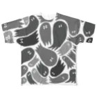 wakame.monsterのおばグレー フルグラフィックTシャツ