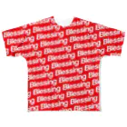 BlessingのBlessing 総柄Logo T/White×Red フルグラフィックTシャツ