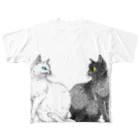 nemunoki paper itemの白猫と黒猫 All-Over Print T-Shirt