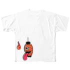 日本の妖怪&スピリチュアルの提灯お化け✖︎火の玉 フルグラフィックTシャツ
