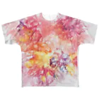 Akiyoのフィレンツェ画房 のPinkFluidFlowers フルグラフィックTシャツ