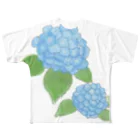 気ままに創作　よろず堂のあじさい　青 All-Over Print T-Shirt