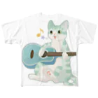 INUMAN WORLDのアコースティックギターにゃんこ All-Over Print T-Shirt