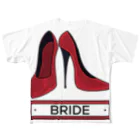 ペアTシャツ屋のシバヤさんのペア(BRIDE)ヒール_レッド フルグラフィックTシャツ