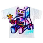 POGSの花とロボット フルグラフィックTシャツ