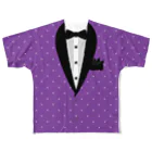 【公式】まるいねこのタキシードTシャツ ～ Purple ～ フルグラフィックTシャツ