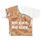 のはら雑貨店の猫のナルト 後ろ姿"NO CAT NO LIFE" フルグラフィックTシャツ