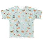 すずきいときちの水彩わんこ(ターコイズ)  All-Over Print T-Shirt