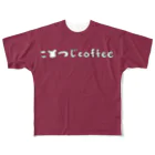 こひつじcoffeeの表：ロゴタイプ 裏：シンボル/こひつじcoffee All-Over Print T-Shirt