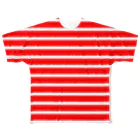 らぴの赤白ボーダー フルグラフィックTシャツ
