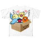 まめるりはことりの拾ってくださいインコ【まめるりはことり】 All-Over Print T-Shirt