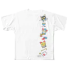 月兎耳庵 つきとじあん　矢光いるるの忙しいねこたち　昭和のデカ　タテ All-Over Print T-Shirt