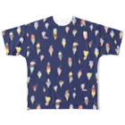 ささきまゆのアイスとペンギンちゃん ネイビー All-Over Print T-Shirt