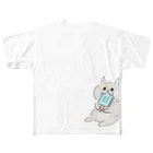 miso soupのアイスを口いっぱいに入れたネコ All-Over Print T-Shirt