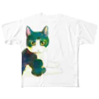 柚多の小脇にか抱える猫 フルグラフィックTシャツ