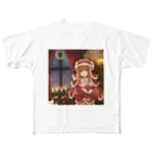 Atelier_Reiyaの雪降る聖夜に　【2019年クリスマス展イラスト】 フルグラフィックTシャツ